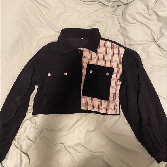 Shein Corduroy Bomber Jacket with Plaid - Picture 1 of 2
